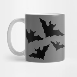 Halloween bats black cool spooky silhouette pattern on gray Mug